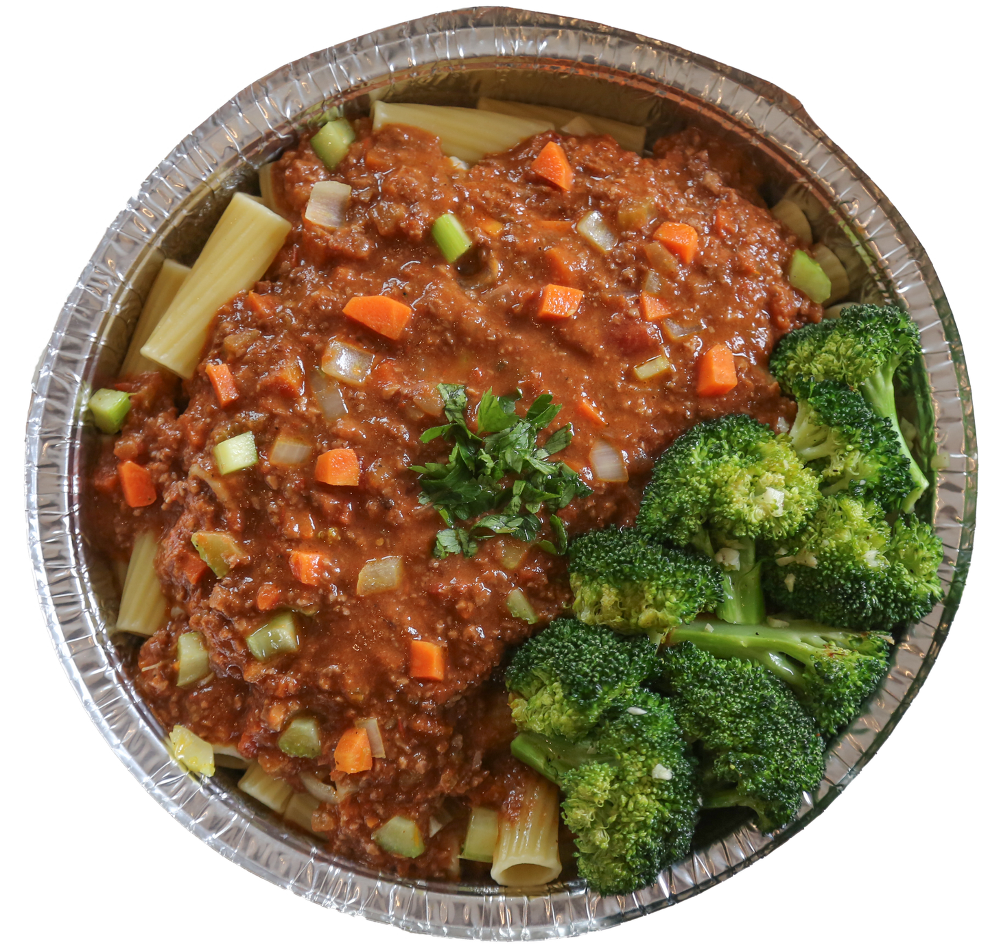 Rigatoni Bolognese with Roasted Broccoli