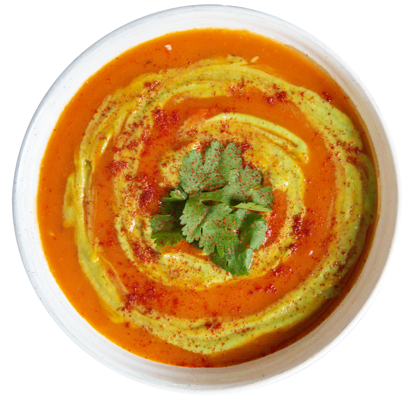 Plant-based dairy-free vegan vegetarian Roasted Red Pepper Chipotle Soup in Des Moines, Iowa