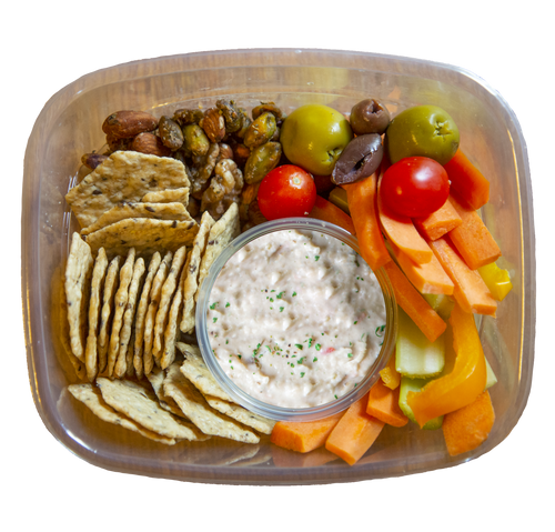 vegan snack box with giardiniera hummus in Des Moines, Iowa