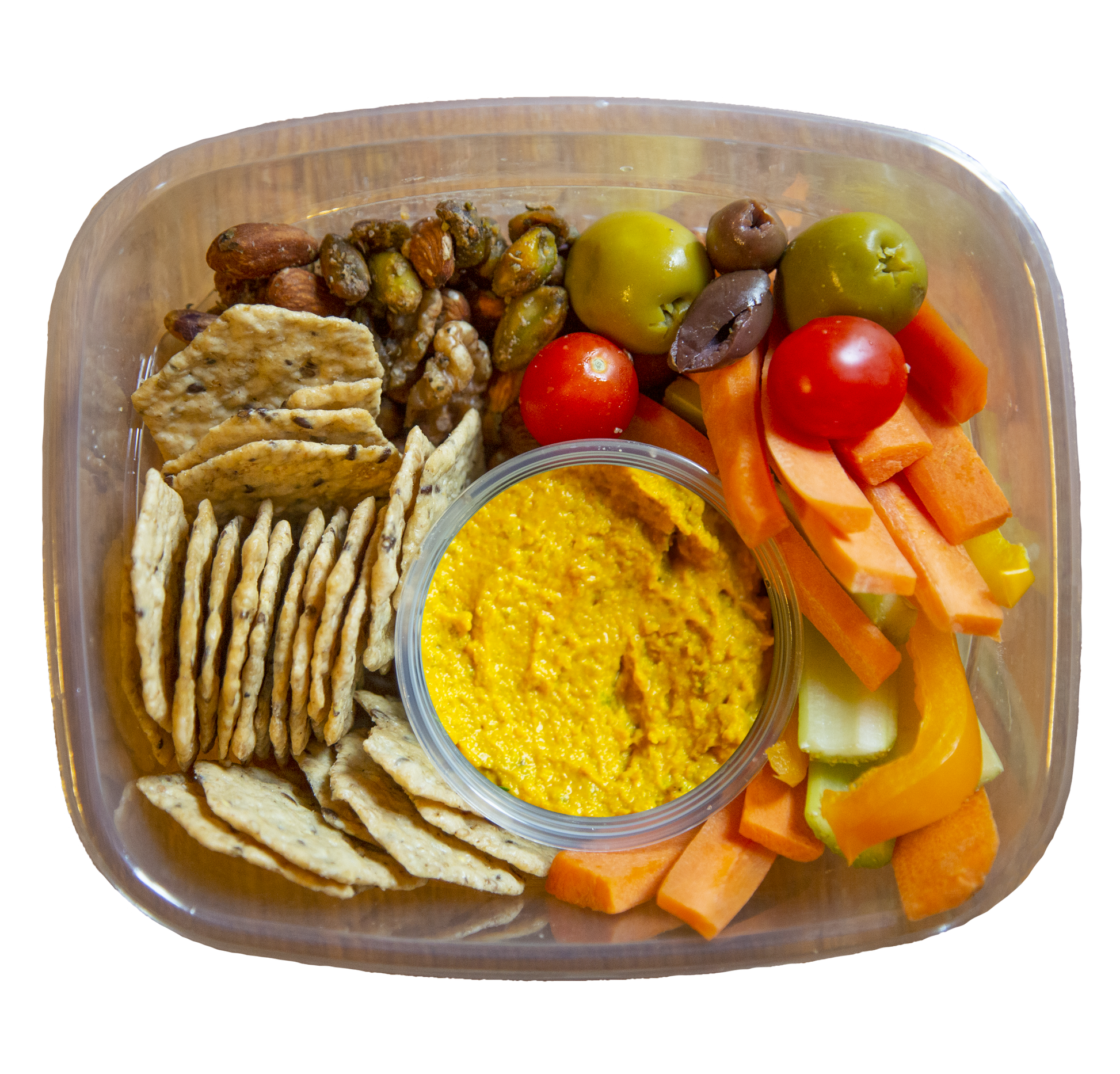 vegan snack box with golden beet hummus in Des Moines, Iowa