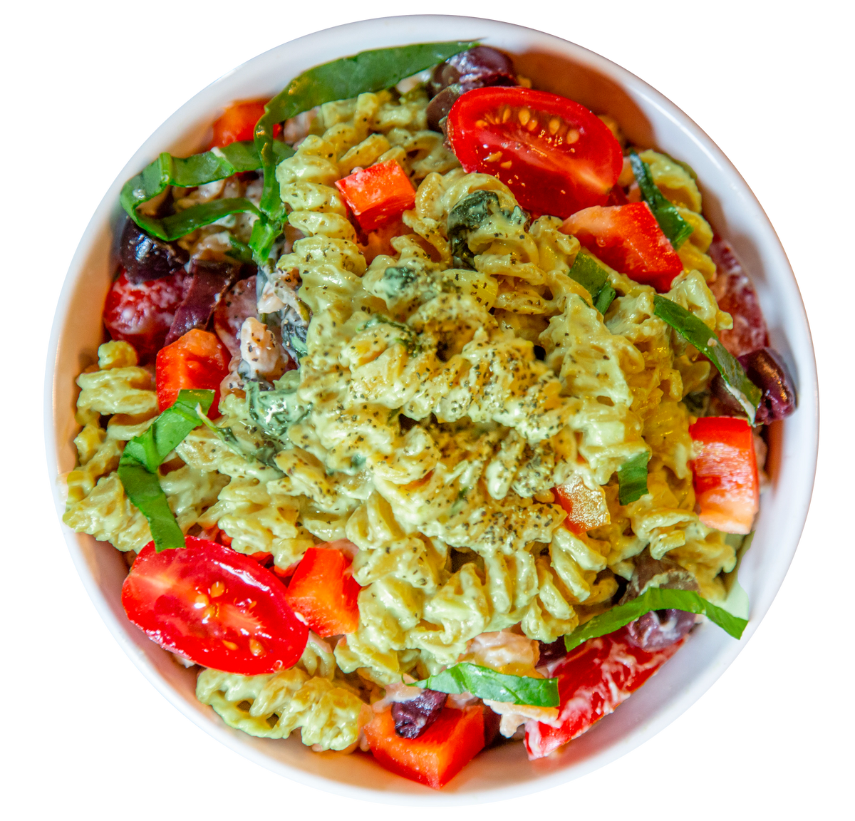 Spinach Artichoke Pasta Salad in Des Moines, Iowa New World Kitchen