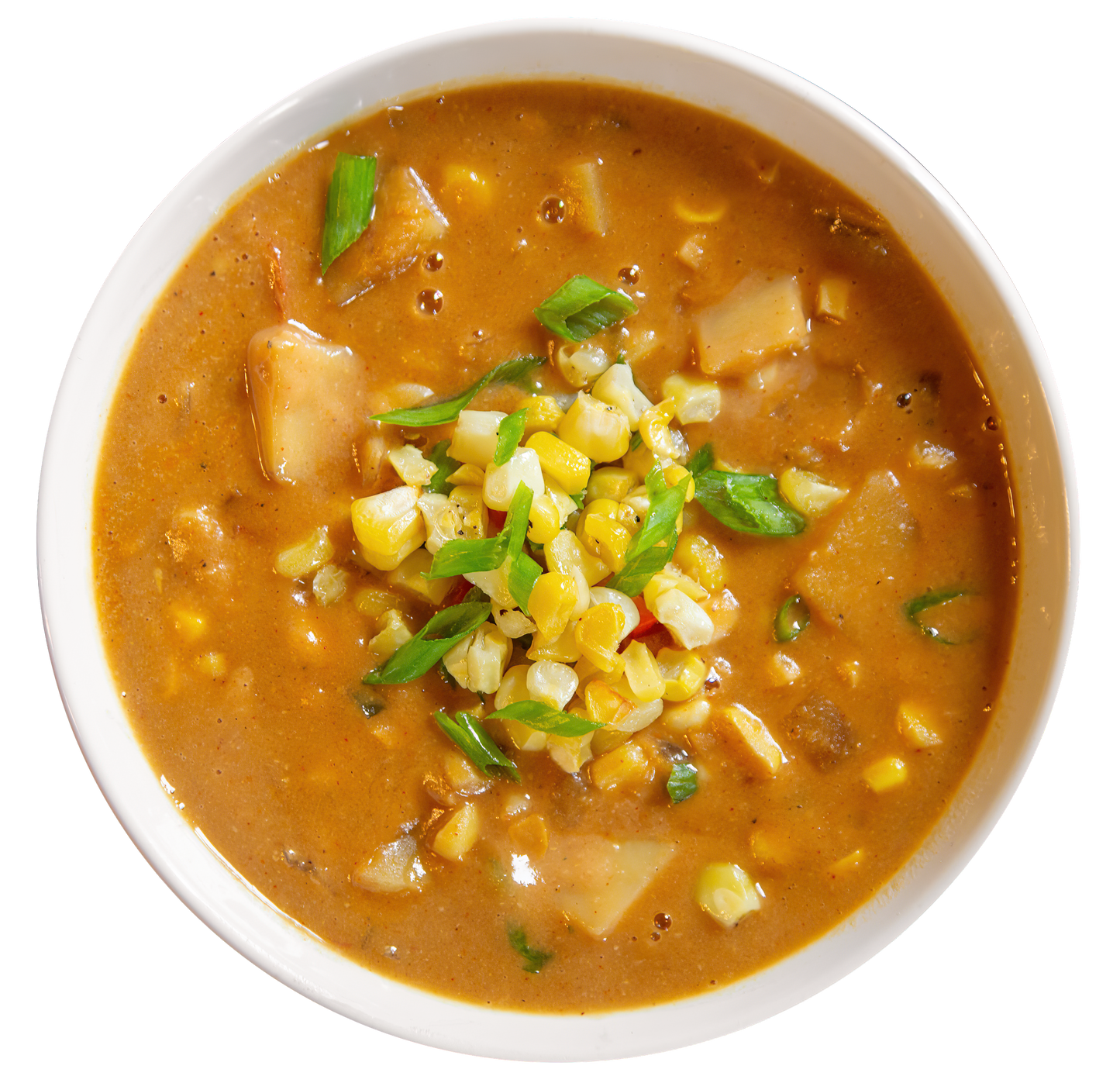 Vegan plant-based sweet corn chowder in Des Moines, Iowa
