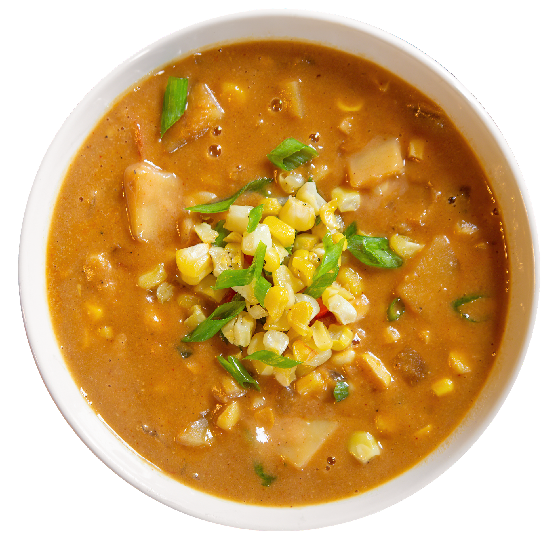 Vegan plant-based sweet corn chowder in Des Moines, Iowa