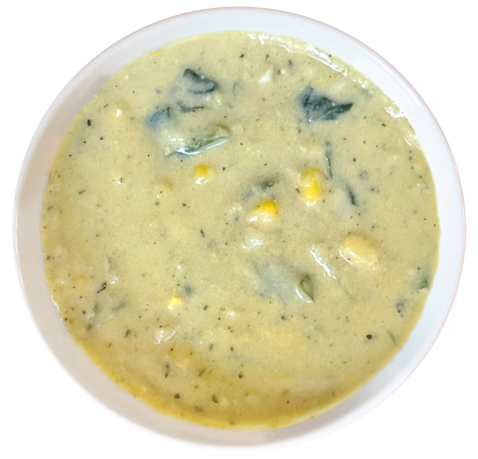 vegan sweet corn potato basil soup in Des Moines, Iowa
