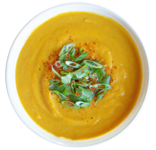 Plant-based vegan vegetarian Sweet Potato Lime Soup in Des Moines, Iowa