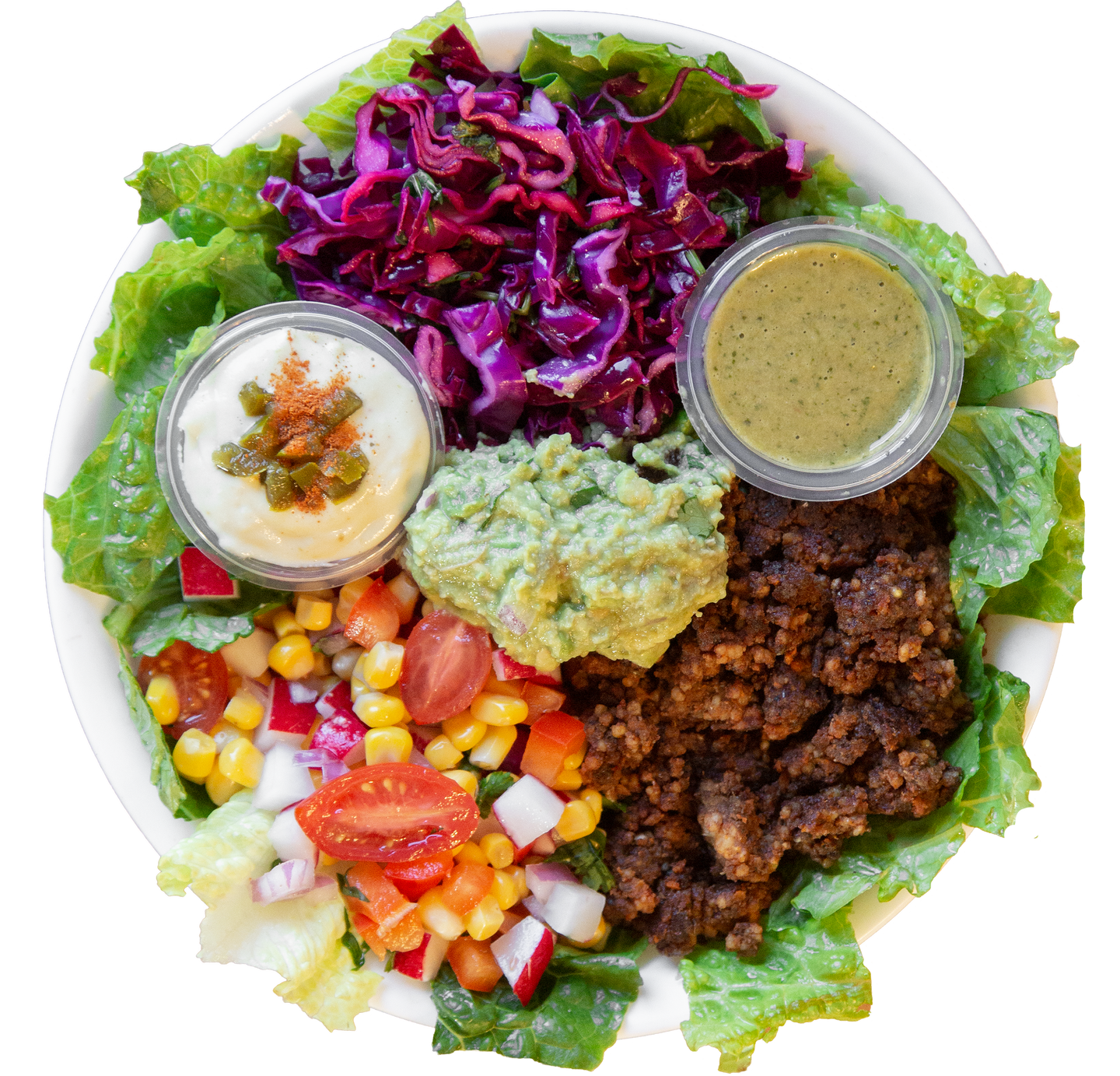 Plant-based vegan vegetarian Taco Salad Bowl in Des Moines, Iowa