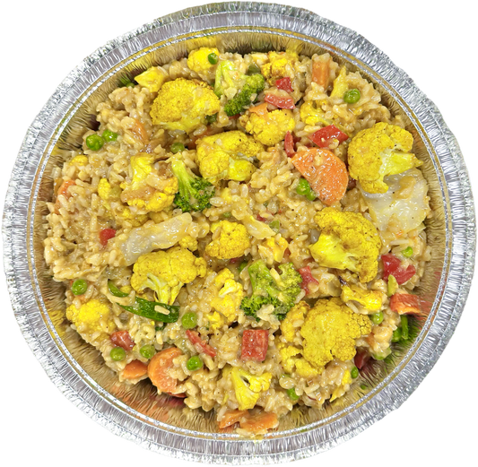 vegan fried rice with curry cauliflower in Des Moines, Iowa