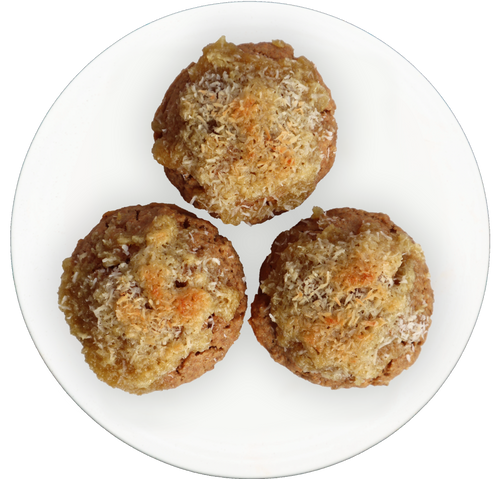 vegan toasted coconut oat muffins in Des Moines, Iowa