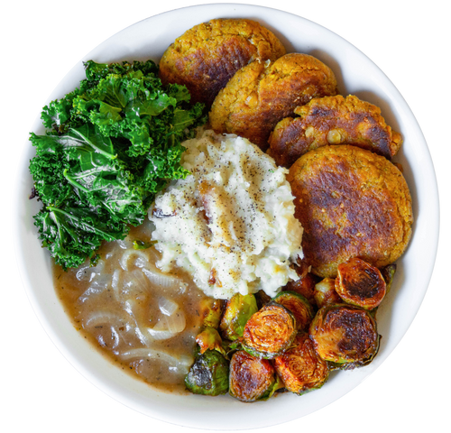 Plant-based vegan vegetarian Winter Comfort Bowl in Des Moines, Iowa