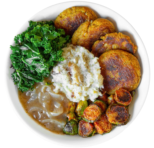 Plant-based vegan vegetarian Winter Comfort Bowl in Des Moines, Iowa