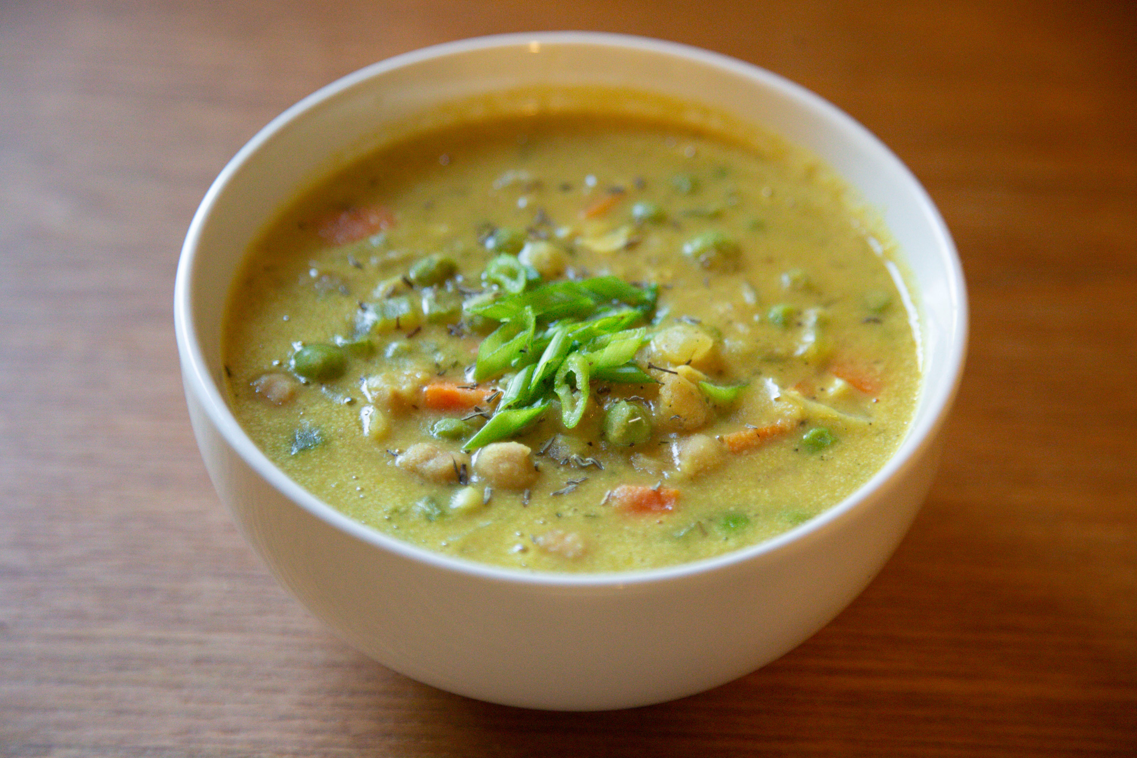 Vegan Chickpea Pot Pie Soup in Des Moines, Iowa