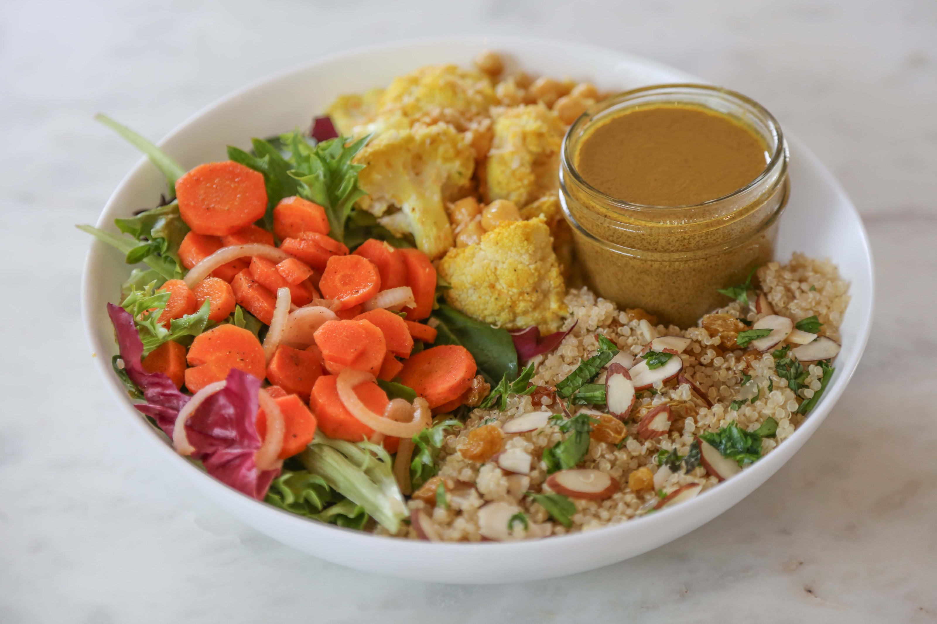 Vegan Curry Cauliflower and Chickpea Grain Bowl in Des Moines, Iowa