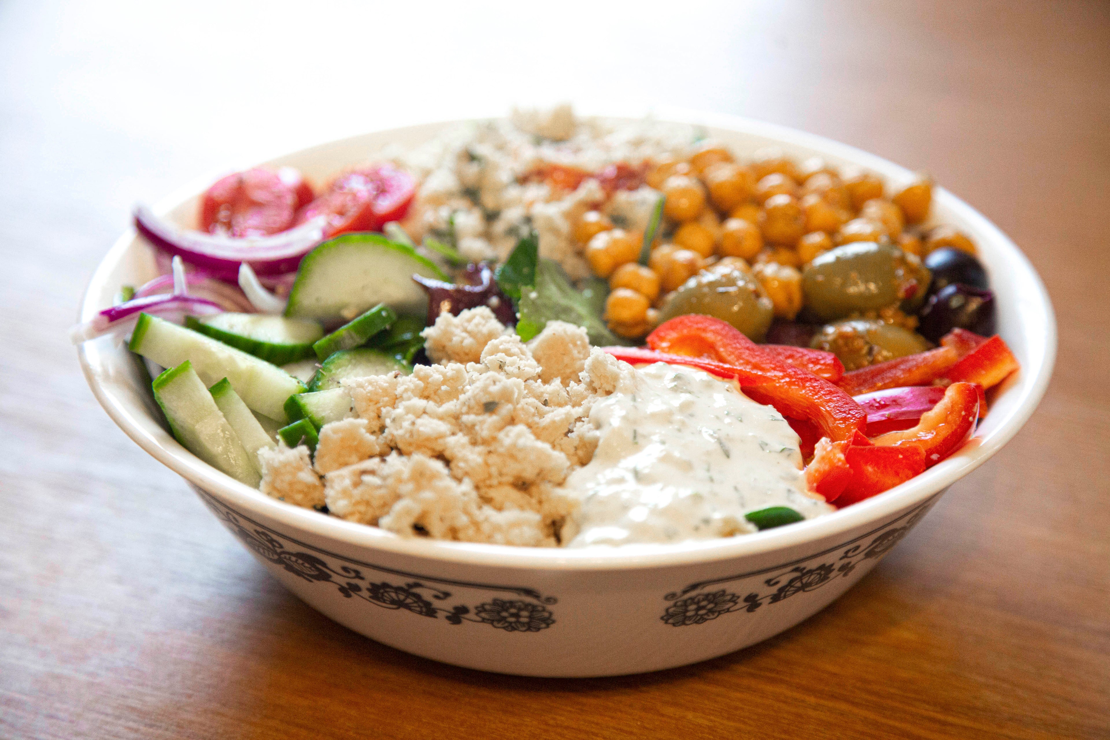 Vegan Mediterranean Salad Bowl in Des Moines, Iowa