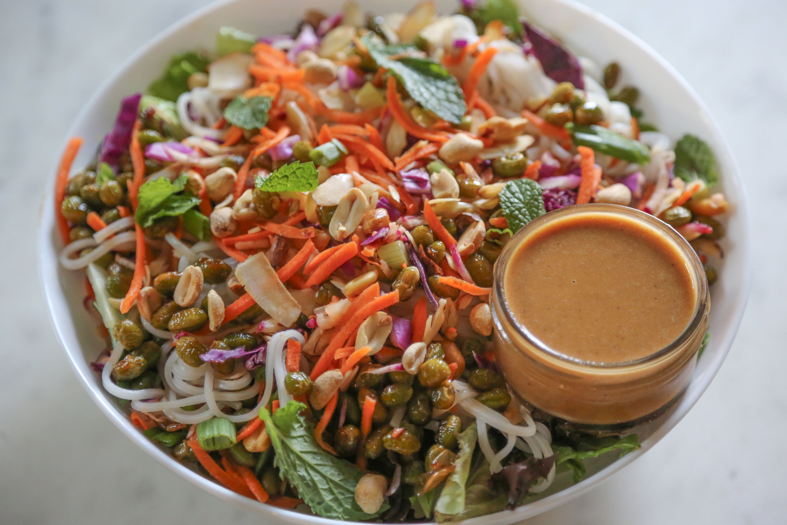 Vegan Peanut Crunch Noodle Bowl in Des Moines, Iowa