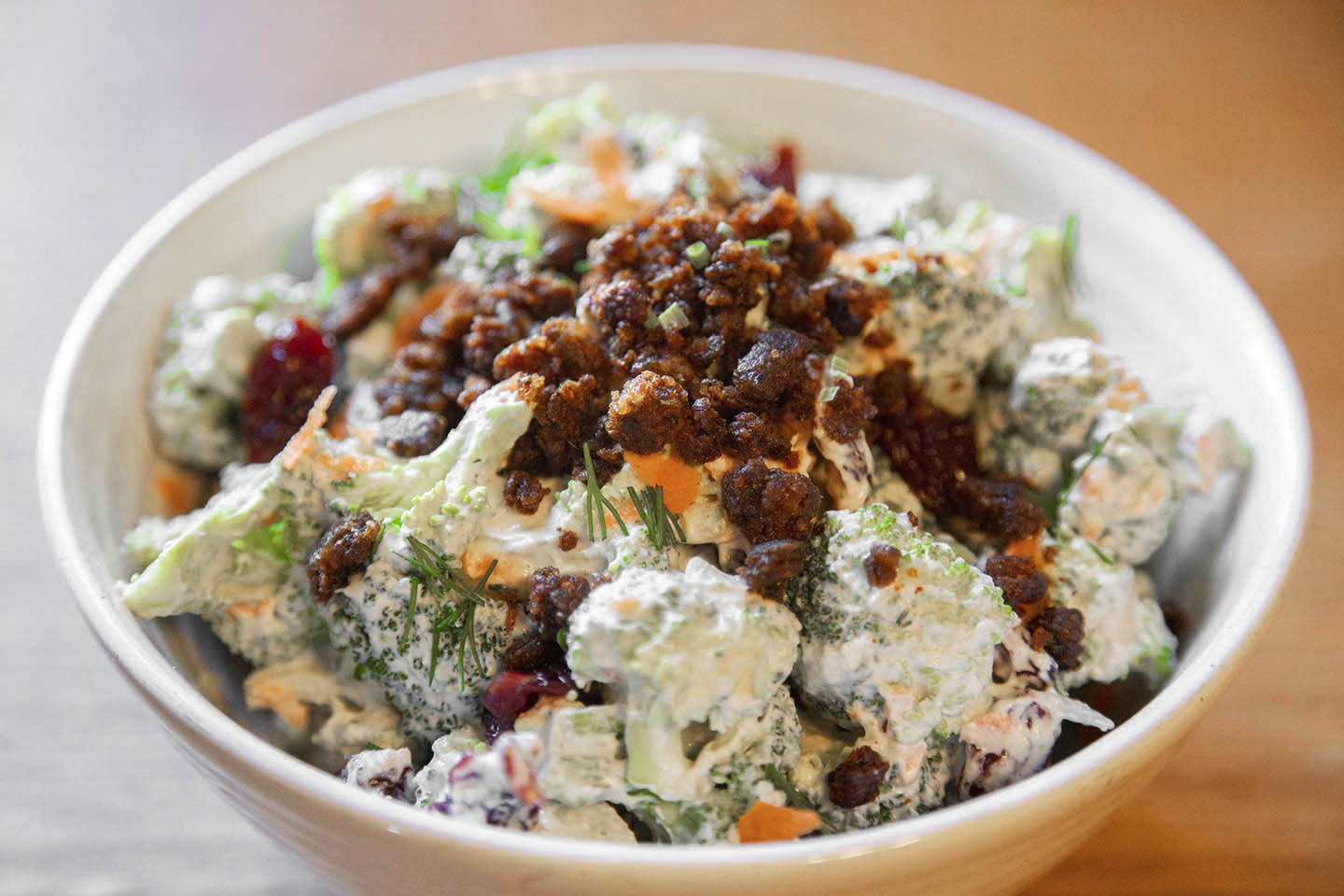 Vegan Smoky Broccoli Ranch Salad in Des Moines, Iowa