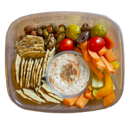 Snack Box with Caramelized Onion Hummus