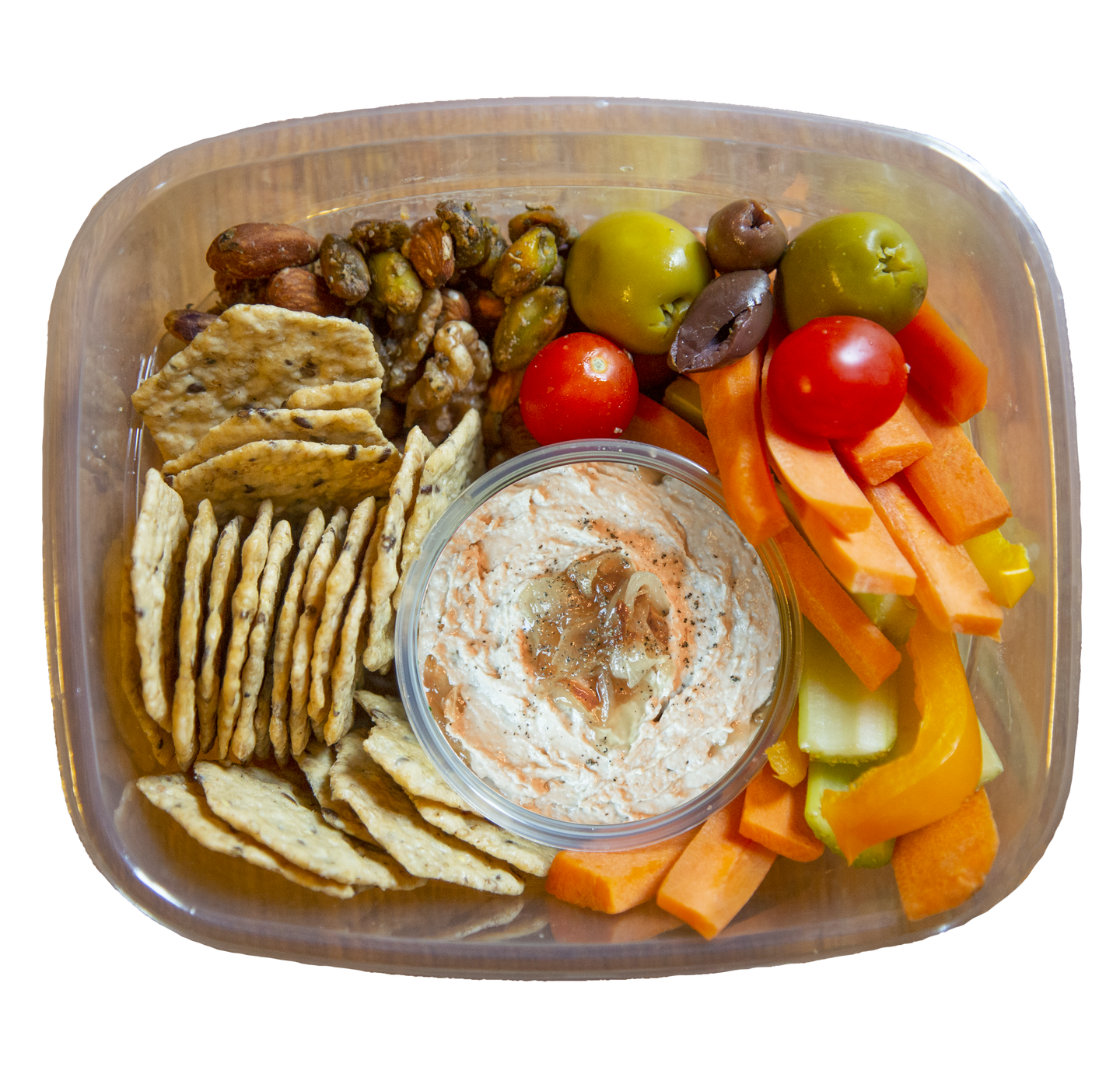 Snack Box with Caramelized Onion Hummus