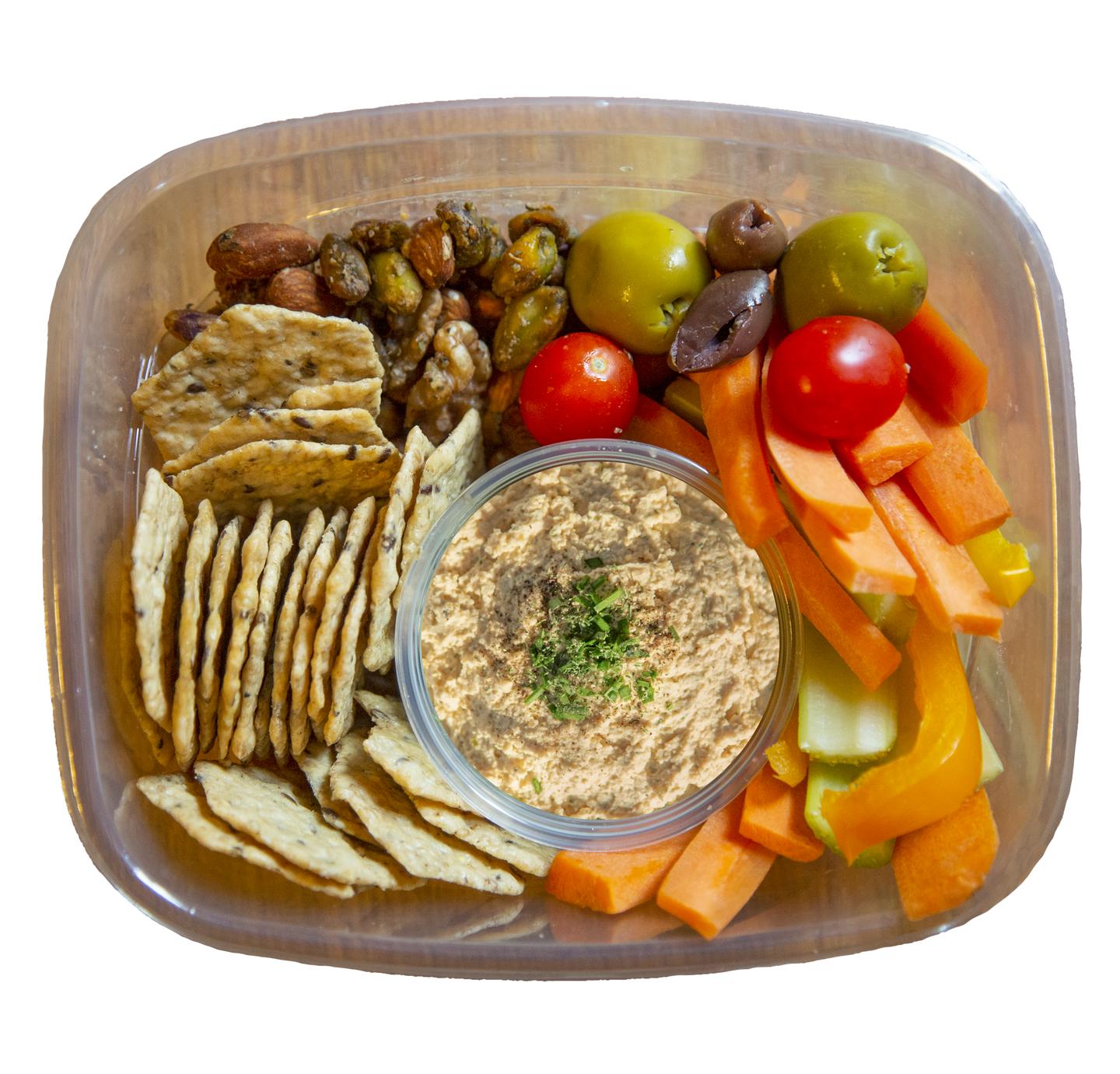 vegan snack box with dairy-free ranch hummus in Des Moines, Iowa