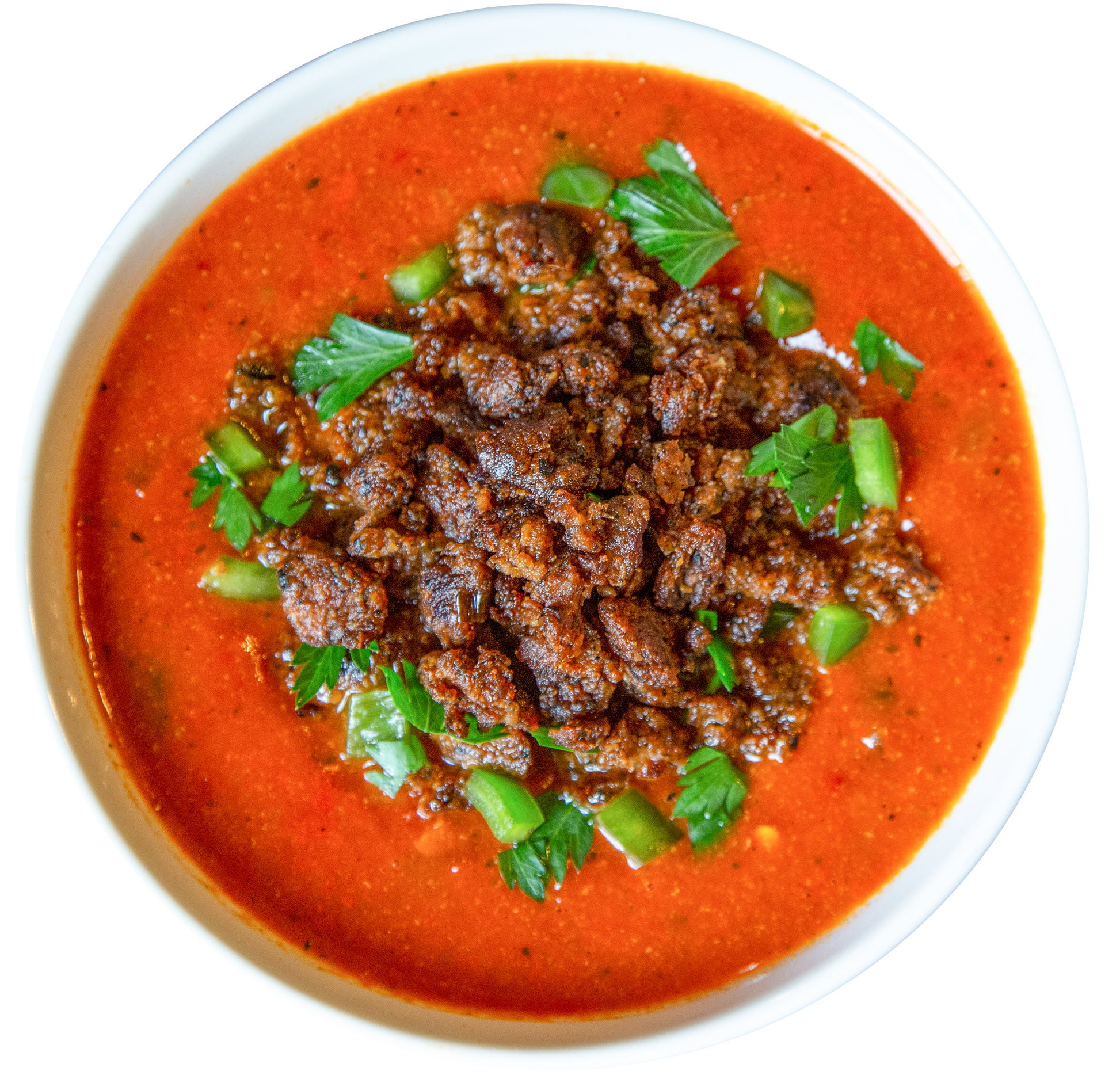 Vegan Sausage Red Pepper Soup in Des Moines, Iowa