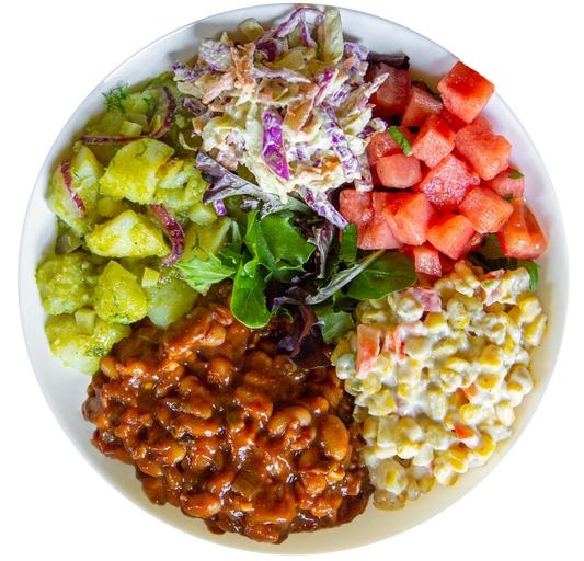 Plant-based vegan vegetarian Summer Cookout Bowl in Des Moines, Iowa